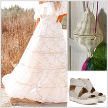 Load image into Gallery viewer, S-XL Boho White Rose maxi dress floral lace cut-work A-Line airy beach sundress
