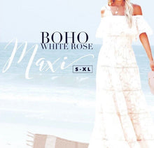 Load image into Gallery viewer, S-XL Boho White Rose maxi dress floral lace cut-work A-Line airy beach sundress
