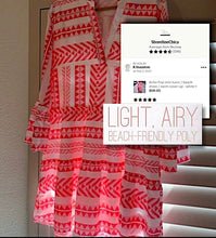 Load image into Gallery viewer, Boho Pop mini tunic beach dress cruise cover-up top white + bubble hot PINK or deep sea GREEN mod print S L 2XL women’s ladies 2023 Summer
