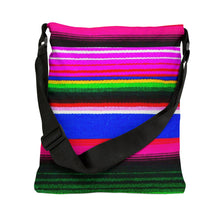 Load image into Gallery viewer, Bamba Black Floral Purse 16-inch ( or 18-inch Serape Olé striped ) Adjustable Crossbody / Water-resist Messenger Bag AOP - Shore and Skyline
