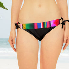 Load image into Gallery viewer, Serape Olé striped Baronesa bikini + black or white ties halter two piece swimsuit strappy side-ties Mexican multicolor fiesta coordinates
