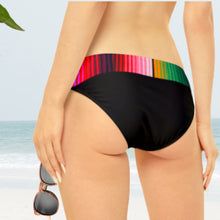 Load image into Gallery viewer, Serape Olé striped Baronesa bikini + black or white ties halter two piece swimsuit strappy side-ties Mexican multicolor fiesta coordinates
