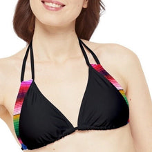 Load image into Gallery viewer, XS - XL Baronesa Bikini in Bamba Floral or Serape Olé stripes + black or white strappy tie swimsuit kayak paddleboard lake beach pool
