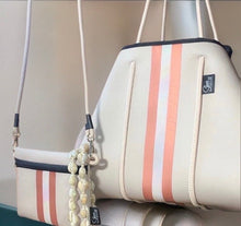 Load image into Gallery viewer, SAHARA PEARL 2-in-1 Neoprene Tote Crossbody sand khaki dusty rose camo rose-gold beige khaki bag waterproof purse beach birthday memorial
