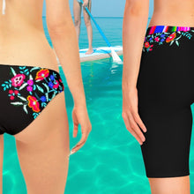 Load image into Gallery viewer, XS-2XL Bamba Serape SWIM SHORTS aqua bikers black flowers stripes pool cover-up beach resort cruise coordinate surf dive bike paddle modest
