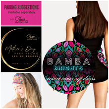 Load image into Gallery viewer, Black Floral Swimsuit in bamba brights black pink turquoise flowers in 3 styles Duchess one-shoulder 2pc / Empress 1pc / Countess halter 2pc
