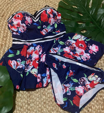 Load image into Gallery viewer, S-XXL Floral SubMarina TANKINI swimsuit two-piece beautiful blue red floral stripes best seller 2021
