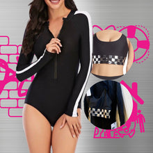 Load image into Gallery viewer, S-XXL Swimsuit: PRIX One-Piece Rashguard 2021 swimwear surfsuit wetsuit black white UPF racing stripes top selling best seller
