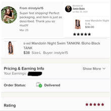 Load image into Gallery viewer, S-XL: Tankini MANDOLIN NIGHTS Swimsuit
