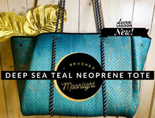 Load image into Gallery viewer, Neoprene TOTE - Amethyst Lagoon: violet purple blue bag +weathered aqua turquoise teal Beach Pool Lake Travel catch-all waterproof washable
