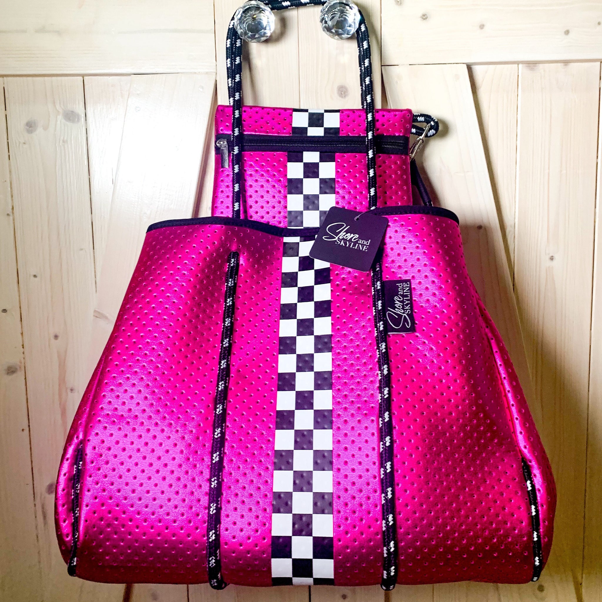 Buy Neoprene Tote Large Blue Camo With Hot Pink Racer Stripe