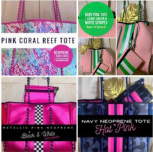 Load image into Gallery viewer, Neoprene TOTE - Amethyst Lagoon: violet purple blue bag +weathered aqua turquoise teal Beach Pool Lake Travel catch-all waterproof washable
