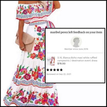 Load image into Gallery viewer, S-3XL Blanca Boho maxi / light beach - friendly ruffled campesino / destination quince wedding baby shower / flowy floral print airy Puebla
