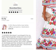 Load image into Gallery viewer, S-3XL Blanca Boho maxi / light beach - friendly ruffled campesino / destination quince wedding baby shower / flowy floral print airy Puebla
