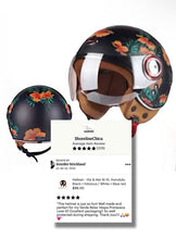 Load image into Gallery viewer, NWT Helmet - His &amp; Her M/L Prix Black Racer + white racing checks w brick red interior ABS - dot certified motorcycle safety w clear visor
