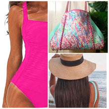 Load image into Gallery viewer, s - xxl Daytona Pink or USS Navy Blue SWIM - one-piece modest swimsuit w ruched tummy / waist forgiving &gt; vacation holiday beach pool lake
