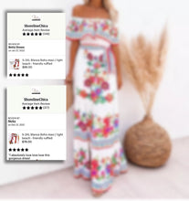 Load image into Gallery viewer, S-3XL Blanca Boho maxi / light beach - friendly ruffled campesino / destination quince wedding baby shower / flowy floral print airy Puebla
