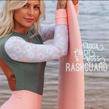 Load image into Gallery viewer, Aqua Peach &amp; Moss Rashguard - S - XL one-piece
