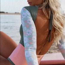 Load image into Gallery viewer, Aqua Peach &amp; Moss Rashguard - S - XL one-piece
