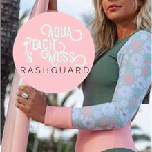 Load image into Gallery viewer, Aqua Peach &amp; Moss Rashguard - S - XL one-piece
