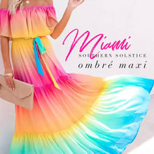 Load image into Gallery viewer, S-3XL Miami (bright) Ombré Maxi - peasant dress + Rain (pastel) Ombré / Boho floral water friendly smooth airy beach baby shower photography
