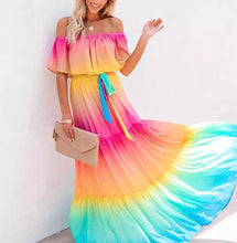 Load image into Gallery viewer, S-3XL Miami (bright) Ombré Maxi - peasant dress + Rain (pastel) Ombré / Boho floral water friendly smooth airy beach baby shower photography
