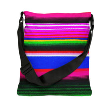 Load image into Gallery viewer, Serape Olé striped crossbody 18-inch or 16-inch Bamba black floral bouquet Adjustable Purse Bag Purse Crossbody Messenger AOP
