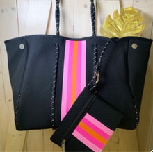 Load image into Gallery viewer, Neoprene TOTE - Amethyst Lagoon: violet purple blue bag +weathered aqua turquoise teal Beach Pool Lake Travel catch-all waterproof washable
