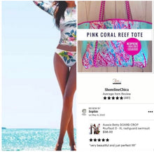 Load image into Gallery viewer, Aussie Betty BOARD CROP #surfsuit S - XL rashguard swimsuit pink blue reef on white

